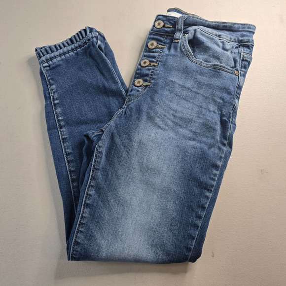 KanCan Jeans Women's 28 Blue Button Fly Skinny Medium Wash Fade Ankle - Picture 8 of 16